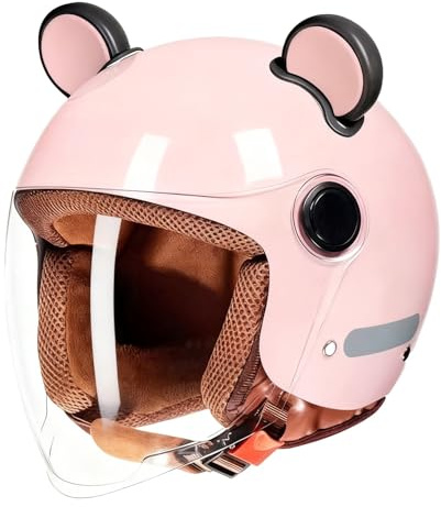 Frcychri Demi-Casque Ouvert, Casque Jet Moto Vintage avec Visière, Homologué ECE, Moto Cruiser, Cruiser Chopper Scooter Crash Jet Demi-Coque Casque pour Homme Femme F,Medium