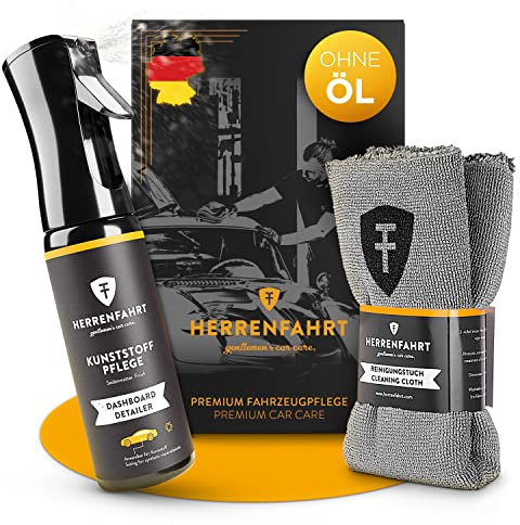 Herrenfahrt Cockpitpflege matt - Innenraum Set inkl. Mikrofasertuch und Geschenkbox - Kunststoffpflege für Auto Innenraum