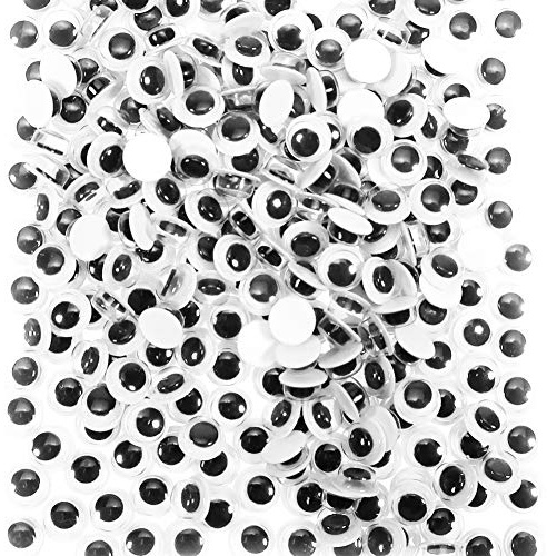 TOAOB 300 Piezas 6 mm Adhesivos Ojos Móviles Negros de Plástico Redondo Autoadhesivo Utilizados para Manualidades de Scrapbooking Accesorios