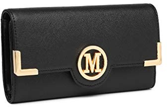 Miss Lulu Purses for Women Long Wallet Ladies Zipper Pocket Multiple Card Slots PU Leather with Metal Buckle