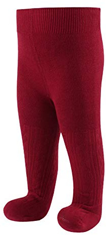 Chaussettes en coton pour bébé fille - Collants en tricot torsadé - Rouge - 0-6 mois