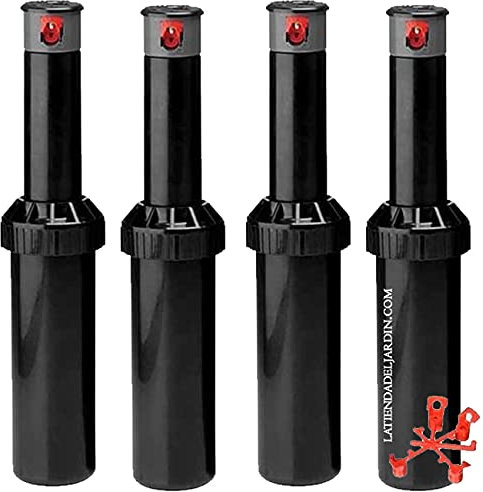 Suinga Lot de 4 Arroseur KRain Minipro 1/2'', Turbine d'arrosage. Portée 4,9 à 14 m, Angle réglable, Nero