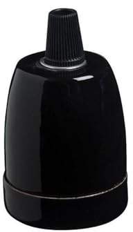 LEDSone 1PCs Vintage Ceramic Lamp Socket E27 Base Lamp Holder With Cord Grips, Industrial Porcelain Lamp Light Bulb Holder - Black