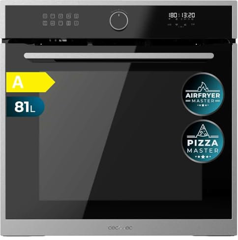 Cecotec Horno Integrable Multifunción 60cm Bolero Hexa AF316000 Edge A 3400W, 81L Capacidad, 11 Funciones con Airfryer Master, Pizza Master, Steam Asisst, Steam EasyClean, 3D Cooking, Defrost
