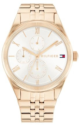Tommy Hilfiger Multi Zifferblatt Quarz Uhr für Damen mit Rotgoldfarbenes Edelstahlarmband - 1782593