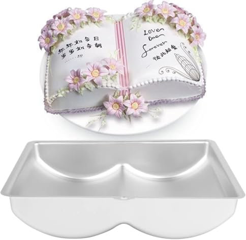 Gsycle 3D-Buch-Kuchenform, 26,7 cm, Aluminium, Geburtstagskuchenform, Antihaftbeschichtet, Backformen, Kuchenformen, Kuchenformen Zum Backen von Geburtstags-, Hochzeits-, Party-Kuchen