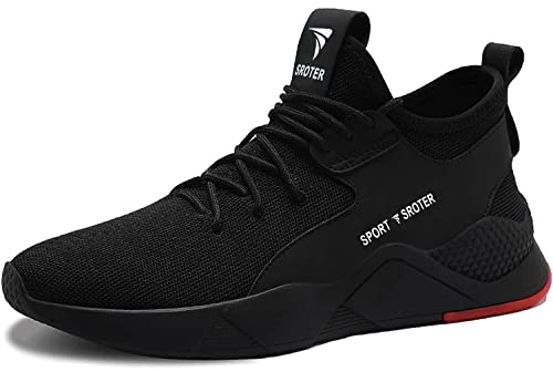 Black Safety Shoes Mens Safety Trainers Womens Steel Toe Cap Trainers Work Boots Lightweight Breathable Industrial Sneakers Black UK 6