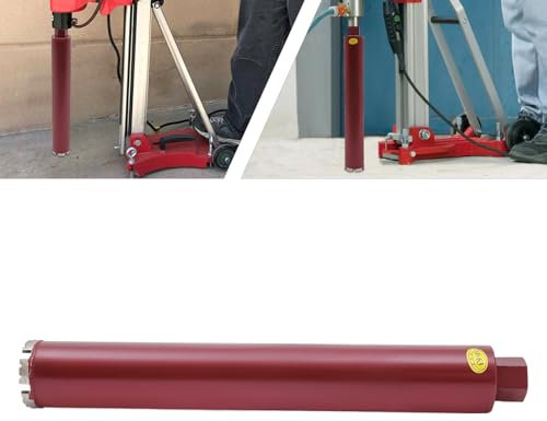 Broca de núcleo rojo, corona con dientes planos, dientes grandes, grosor de pared 4 mm, profundidad de perforación 410 mm, corona de perforación para hormigón interior