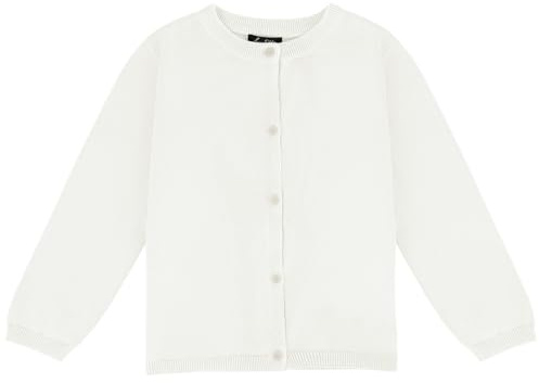 Soudittur Cárdigan Clásico para Niña Uniforme Escolar Algodón Chaqueta de Punto para Niña Manga Larga Suéter Cárdigan Ligero (FR/ES, Edad, 10 años, 11 años, Regular, Blanco)