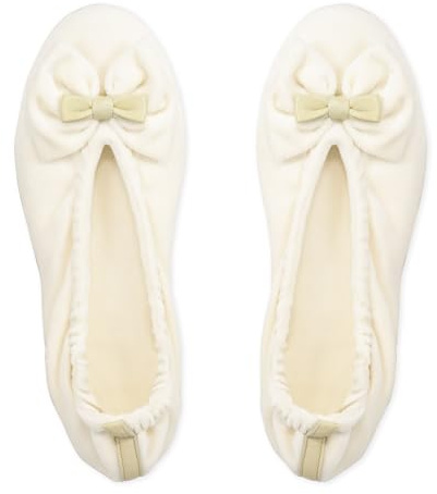 GLOVE STORY Pantuflas Bailarina de Interior para Mujer en Terciopelo con Suela de Cuero Suave y Lazo - Material Suave y Cómodo - Pantuflas Bailarina Suaves para Mujer - Hechas a Mano