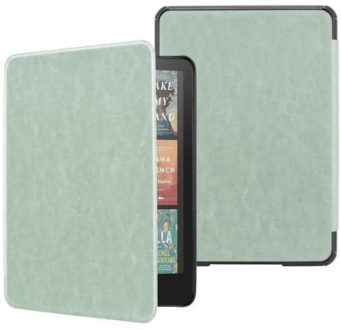 DMLuna Case for 7 Kindle Colorsoft Signature Edition (1st Gen) / Kindle Paperwhite (12th Generation) 2024 Model:SA569P, PU Leather, Lightweight Water-Safe Cover with Auto Sleep Wake, Agave Green