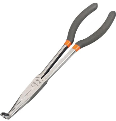 Ronyme Reparaturwerkzeug für lange Spitzzangen, tragbares Werkzeug zum Entfernen von Zündkerzen, Spitzzange mit großer Reichweite, 45 Grad Runde