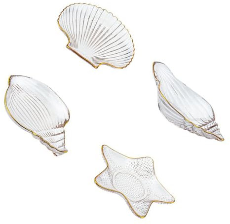 DEARMAMY 1 Ensemble De Plateaux En Verre En Coquillage De Conque Vaisselle Unique Bol Décoratif Assiette De Rangement Assiette De Présentation De Bijoux De Fruits Doré