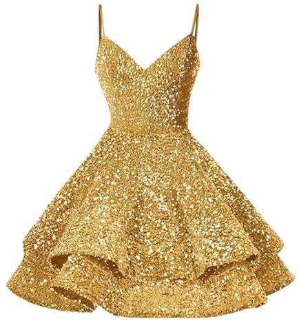 Robe De Soiree Femme à Paillettes- Robes De Mariage Chic Et Elegant Mini Robe Sexy Col V sans Manches à Bretelles Robes Polyvalente Coupe AjustéE Swing De FêTe Cocktail Party Ceremonie Dress