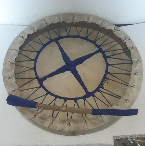 35 cm (14 tum) handgjord, handgjord, shaman trumma, shamanisk, slagverk handtrumma, yogamedation, medicinläkning, träram, evenemangsfirande + slagare, klubba, pinne