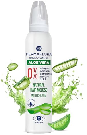 Dermaflora Aloe Vera Hair Mousse for Styling – 150ml | Lightweight Styling Foam with Keratin | Curl Enhancing Formula for Smooth, Healthy Locks | Strong Hold Hair Moose | Sulfate-Free & Gentle Formula