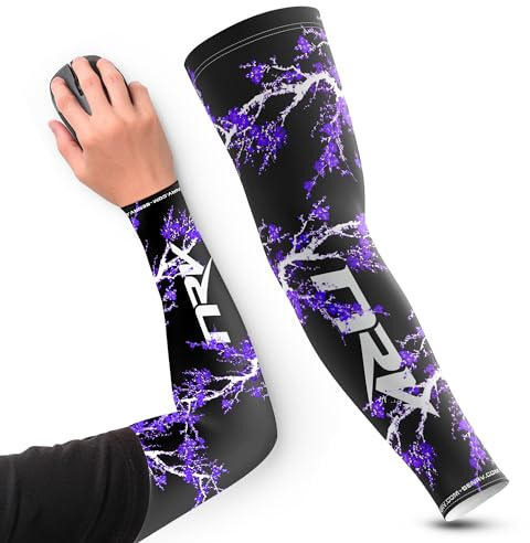 NRV Manchette Gaming eSport Dark Sakura – Compression Confort & Contrôle – Anti-Friction – Design Japonais Élégant – Noir & Violet – Taille S à 3XL (Violet, L)