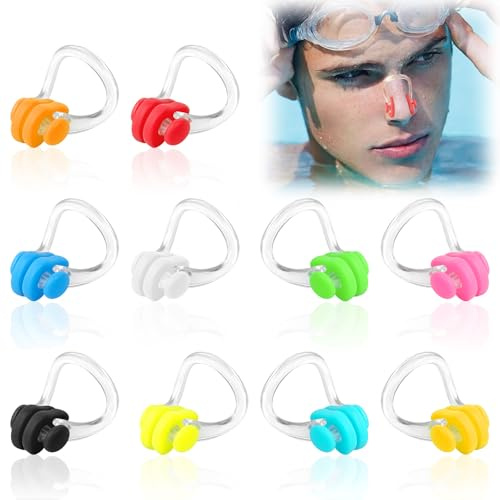 Nasenklammer Schwimmen, 10PCS Rutschfest Nasenclip für Erwachsene/Kinder