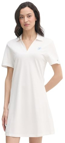 Tommy Hilfiger Donna Abito a Polo Script Corto, Bianco (Ecru), XL