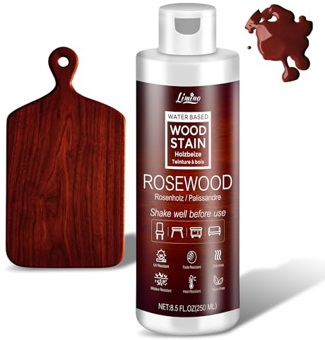 Water Based Wood Stain - Rosewood | Wood Varnish for Indoor ＆ Outdoor Furniture, Wardrobe, Cabinets, Doors, Low Odor ＆ Non-Toxic, Fast Drying, Multiple Classical Finishes - 8.5fl.oz / 250ml