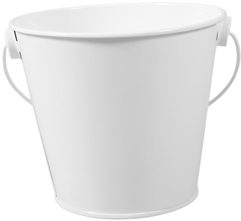 KICHOUSE Secchio in Metallo Bianco con Manico Secchiello Raccogligocce Resistente al Calore per Barbecue Cucina e Festa Contenitore per Olio e Grasso da Cucina