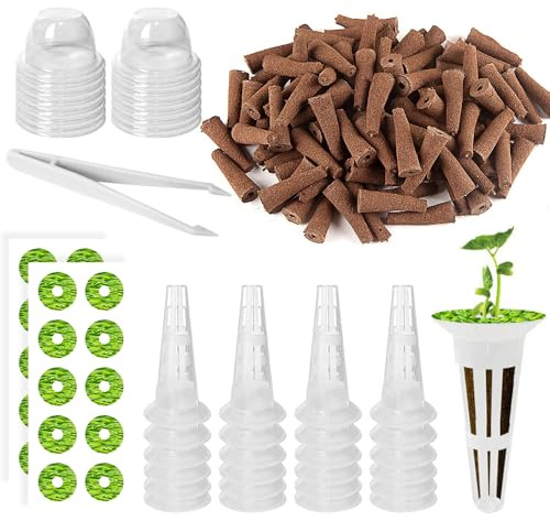 Weciau Set di Accessori di Ricambio per Interni Hydrophonic, 70 Spugne Coltivate di Ricambio, 20 Cestino Idroponica, 20 Coperchi, 20 Etichette, 1 Paio di Pinzette,per Sistema Coltivazione Idroponico