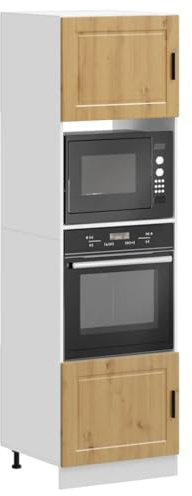 QZZCED Armadio da forno 2 pezzi Porto Rovere Artigianato Legno di Ingegneria, Stabile Armadio da Cucina con Ampio Storage e Gambe Regolabili per Microonde, Design