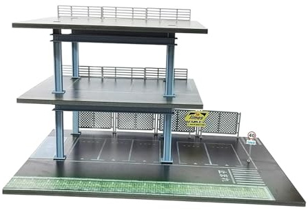 TTETTZ Parking Lot Diorama Estación Miniatura Escala 1/64 Caja Exhibidor Autos Micro Paisaje PVC Ensamblaje Práctico Adecuado para Coleccionistas Decoración, M0085f