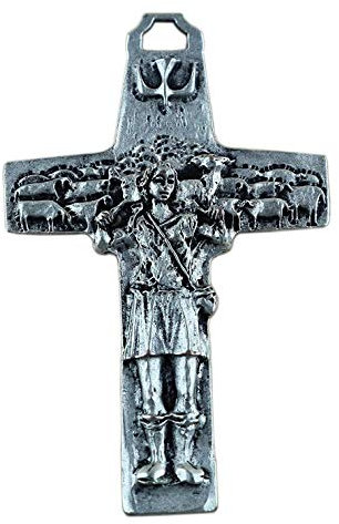 Eurofusioni Cruz del Buen Pastor chapeada plata - H 7,2 cm