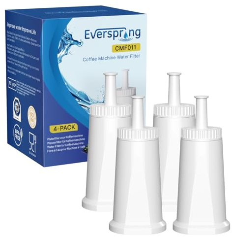 EVERSPRING Vattenfilter för Kaffemaskiner: Kompatibelt med Sage Barista SES008, SES810, SES880, SES920, SES980, SES990 kaffemaskiner, NSF-certifierad, 4 stycken.