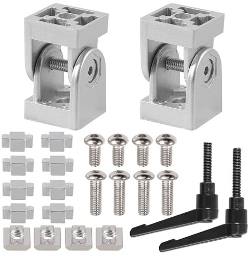 Kamtop Gelenkverbinder Gelenk Aluprofil 2 Stück 3030 Nut 8 Einstellbarer Winkelverbinder Aluprofil Gelenk Verbinder aus Zinklegierung, 180 ° Drehbereich, mit Klemmhebel, Montagezubehör für Aluprofil