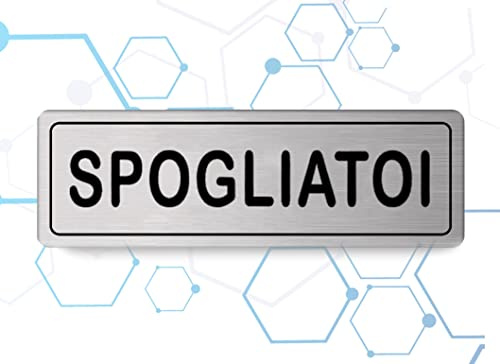 Nitek Targa spogliatoi in Alluminio Satinato 150mm x 50mm - Targhette Autoadesive | Stickers, Klebeetikett | Impermeabili Lavabili, Palestre, Pub