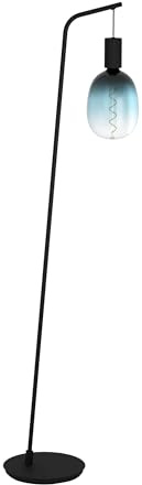 EGLO golvlampa Cranley, minimalistisk golvbelysning av metall i svart, lampa vardagsrum med strömbrytare, vardagsrumslampa med E27-uttag för synlig glödlampa