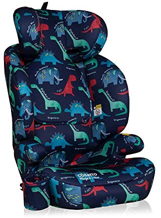Cosatto Ninja 2 iSize Car Seat - R129 High Back Booster Seat | 4-12 Years | 10 Position Headrest, ISOFIX & Seatbelt Fitting, Forward Facing with Side Impact Protection | Washable (D is for Dino)