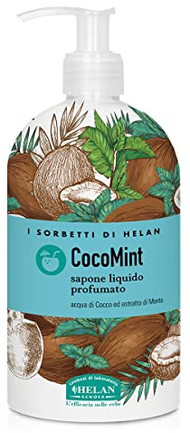 Helan, I Sorbetti CocoMint - lätt och doftande flytande tvål med kokosnötvatten och mynta, handtvål baserad på ingredienser för frekvent användning, uppfriskande och milt rengöringsmedel, 500 ml