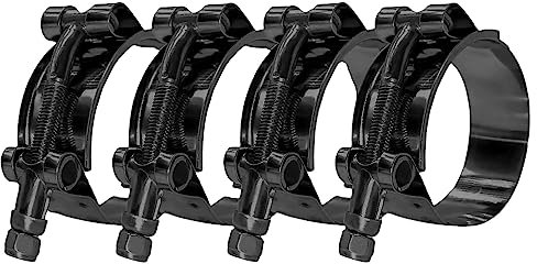 BOTTEN Confezione da 4 fascette stringitubo a T in acciaio inox da 3,8 cm, gamma di morsetti da 44 a 50 mm per tubi da 1,5 mm (nero) – Fascette stringitubo durevoli e affidabili per connessioni