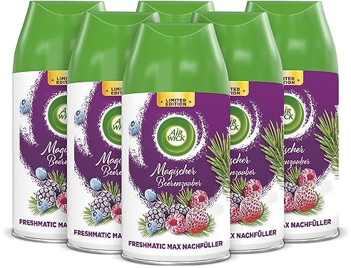Air Wick Freshmatic Max Raumspray – Nachfüller für den Air Wick Freshmatic Max – Duft: Magischer Beerenzauber – 6 x 250 ml Nachfüller