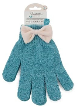 Isabelle Laurier - Set di 2 guanti esfolianti per il bagno e la doccia - Guanti da bagno gommanti - Scrub corpo - colore blu - regalo donna