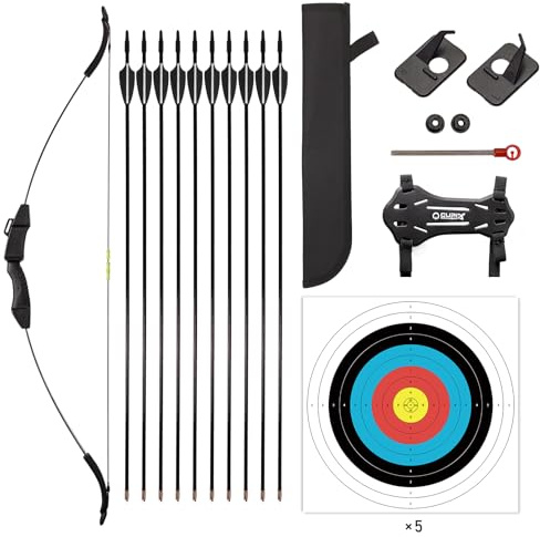 LWANO 42 Bow and Arrow Set for Kids, Archery Beginner Gift with 10 Arrows, 5 Target Face for Backyard Game (Black)