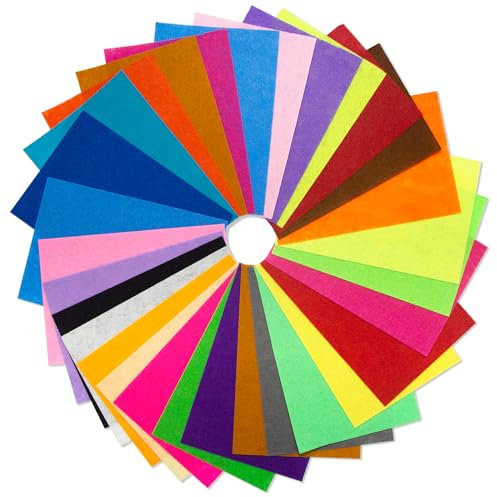 Filz 30 Farben Filzstoff Bastelfilz, 20 x 30cm Filz zum Basteln, Farbig Filzen Polyester Felt Fabric Bunte Filzplatten Filzen für Kinder Filzstoff zum Dekoration Bunt DIY Handwerk Nähen Projekte