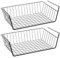 RICOO Hängekorb Drahtkorb Unterregal Aufbewahrungskorb 2-er Set Einhängeregal Einhängekorb für Küche Schrank KR001Bx2 Korb zum Einhängen Regal Schrankkorb Regaleinhängekorb Ausziehbar Schrankfach