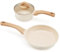Vkoocy Set di pentole e padelle antiaderenti, set di pentole in ceramica sana, 3 pezzi, pentole da cucina, padelle, casseruole, senza PFA, crema