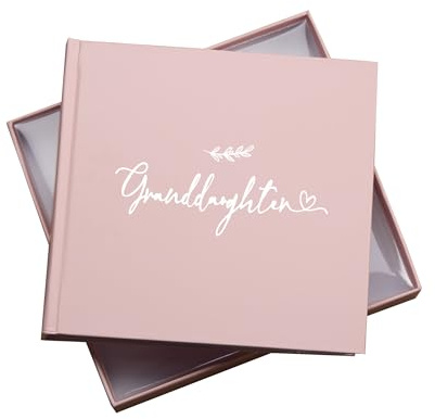 Granddaughter Leaf Design Memories Photo Album, Pink | Holds 50 6x4 inch Photos, 18.5x19.5cm
