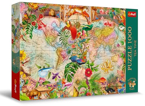 Trefl Premium Plus Quality Tea Time Puzzle - Ancient World Map - 1000 Pieces, Series of Painted Nostalgic Images, for Adults and Children from 14 Years