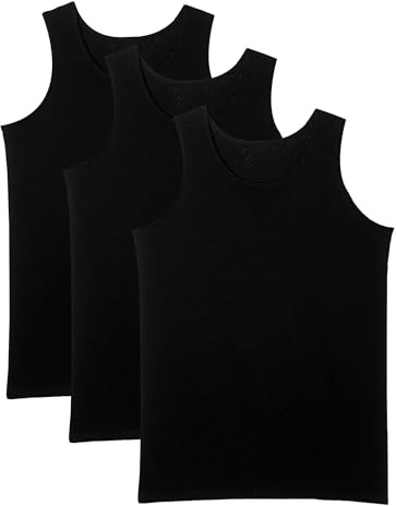 Mens 3PK Classic Vest Top 100% Cotton Sleeveless Undershirt, Men Multipack Tank Tops Style Cycling Summer Undershirts Workout, Training Gym Casual Vests 3-Pack UK Plus Size S-5XL, (Black - L)