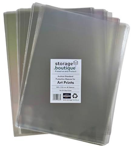storage.boutique Pochettes de protection pour impressions artistiques, norme d'archivage, sans acide, A4, 300 x 214 mm, lot de 40