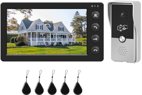 Karmen Videoportero con Monitor, 4 Cables, Tarjeta IC, 16 Tonos de Timbre,Modo no Molestar