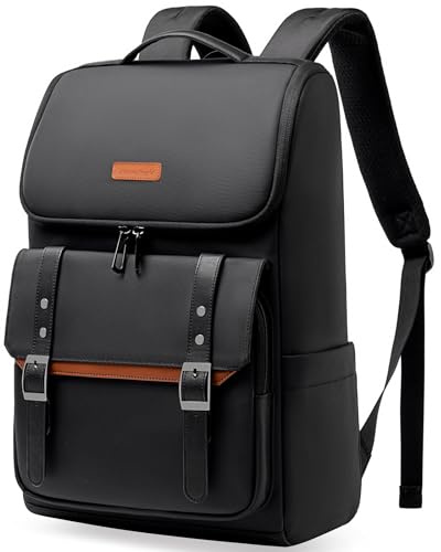 hk Sac à Dos Ordinateur 17,3 Pouces Léger Imperméable Sac a Dos Femme Homme Vintage pour Travail Voyage Collège Noir