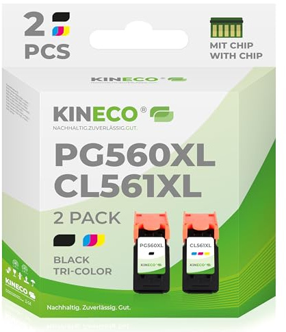 Kineco PG560XL / CL561XL Druckerpatronen Multipack (Schwarz + Farbe) – kompatibel mit Canon PG-560XL & CL-561XL für Pixma TS- & TR-Serien – Hohe Ergiebigkeit