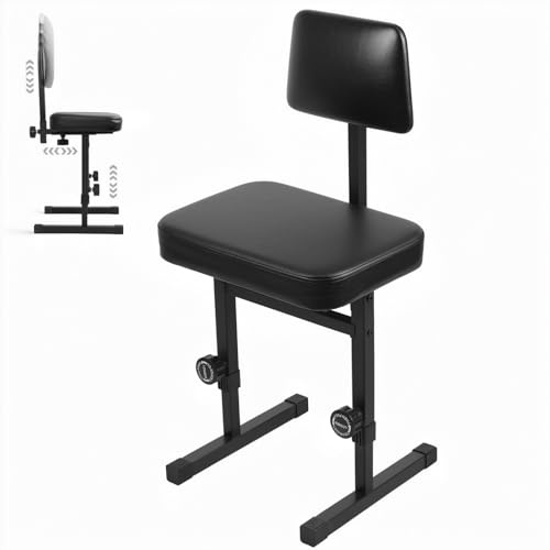 locwanot Banc de Piano Style H, Tabouret réglable, Chaise réglable en Hauteur à 5 hauteurs avec Dossier rembourré, Clavier 17,5 22 Pouces, chaises Jeu siège Simili Cuir pour Noir